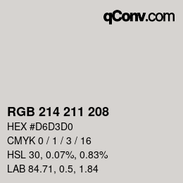 Color code: RGB 214 211 208 | qconv.com