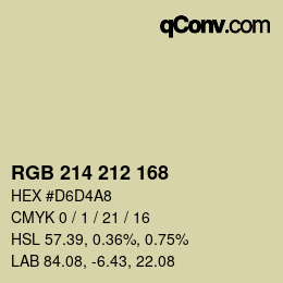 カラーコード: RGB 214 212 168 | qconv.com