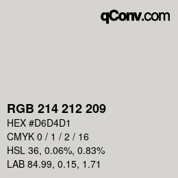 Color code: RGB 214 212 209 | qconv.com