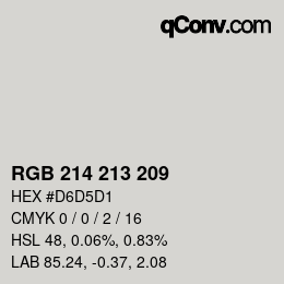 Color code: RGB 214 213 209 | qconv.com