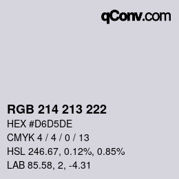 Código de color: RGB 214 213 222 | qconv.com