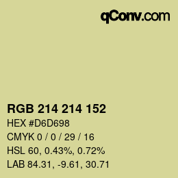 カラーコード: RGB 214 214 152 | qconv.com