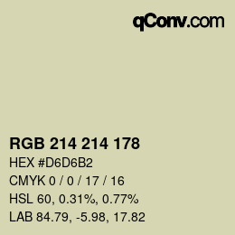 Color code: RGB 214 214 178 | qconv.com