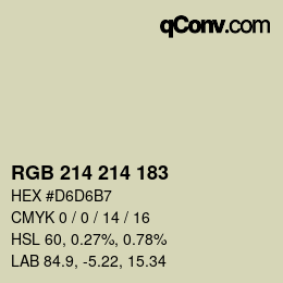 カラーコード: RGB 214 214 183 | qconv.com