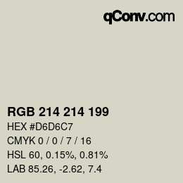 カラーコード: RGB 214 214 199 | qconv.com