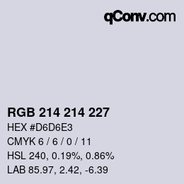 Color code: RGB 214 214 227 | qconv.com