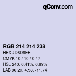 Código de color: RGB 214 214 238 | qconv.com