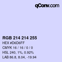 Color code: RGB 214 214 255 | qconv.com