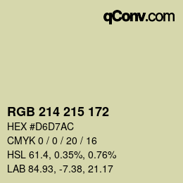 カラーコード: RGB 214 215 172 | qconv.com