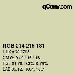 カラーコード: RGB 214 215 181 | qconv.com