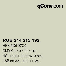 カラーコード: RGB 214 215 192 | qconv.com