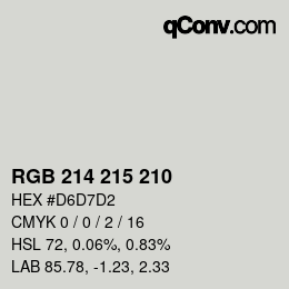 Color code: RGB 214 215 210 | qconv.com