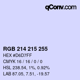 Color code: RGB 214 215 255 | qconv.com