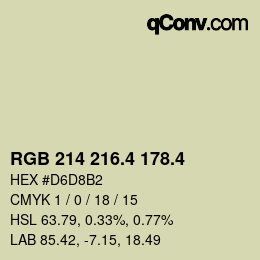 カラーコード: RGB 214 216.4 178.4 | qconv.com