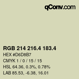 カラーコード: RGB 214 216.4 183.4 | qconv.com