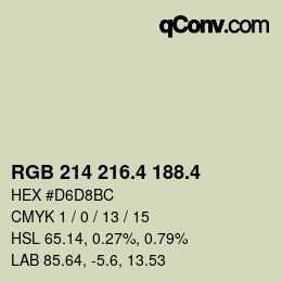 カラーコード: RGB 214 216.4 188.4 | qconv.com