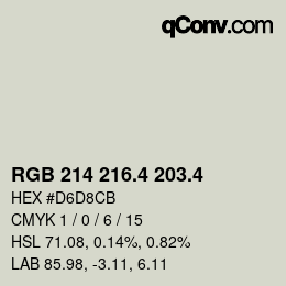 カラーコード: RGB 214 216.4 203.4 | qconv.com