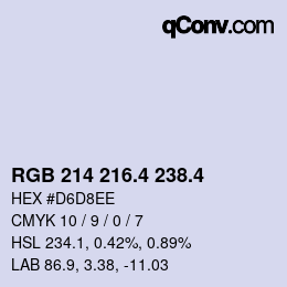 カラーコード: RGB 214 216.4 238.4 | qconv.com
