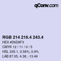 カラーコード: RGB 214 216.4 243.4 | qconv.com