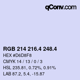 カラーコード: RGB 214 216.4 248.4 | qconv.com