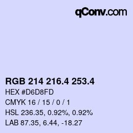 カラーコード: RGB 214 216.4 253.4 | qconv.com