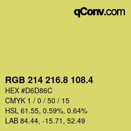カラーコード: RGB 214 216.8 108.4 | qconv.com