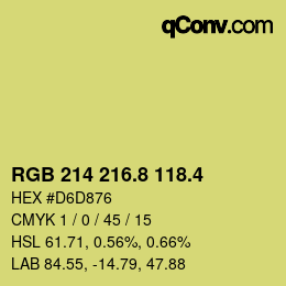 カラーコード: RGB 214 216.8 118.4 | qconv.com