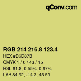 カラーコード: RGB 214 216.8 123.4 | qconv.com