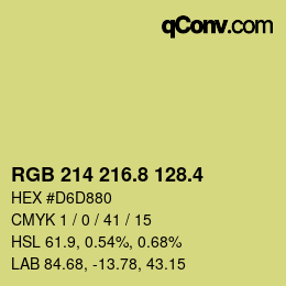カラーコード: RGB 214 216.8 128.4 | qconv.com