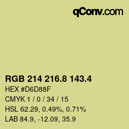 カラーコード: RGB 214 216.8 143.4 | qconv.com
