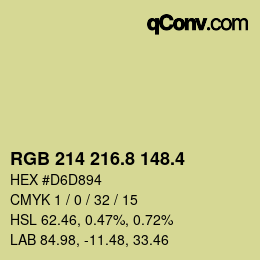 カラーコード: RGB 214 216.8 148.4 | qconv.com