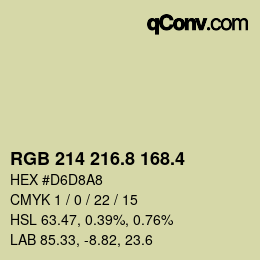 カラーコード: RGB 214 216.8 168.4 | qconv.com