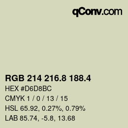 カラーコード: RGB 214 216.8 188.4 | qconv.com
