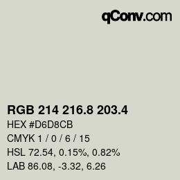カラーコード: RGB 214 216.8 203.4 | qconv.com