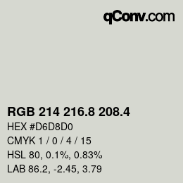 カラーコード: RGB 214 216.8 208.4 | qconv.com