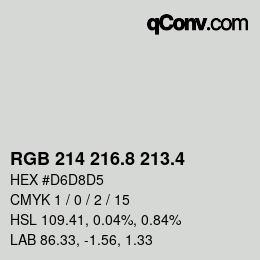 カラーコード: RGB 214 216.8 213.4 | qconv.com