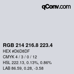 カラーコード: RGB 214 216.8 223.4 | qconv.com