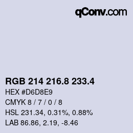 カラーコード: RGB 214 216.8 233.4 | qconv.com