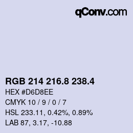 カラーコード: RGB 214 216.8 238.4 | qconv.com