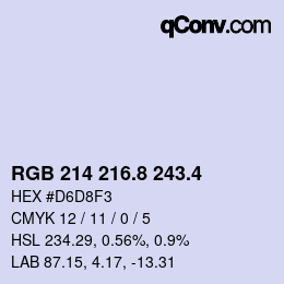 カラーコード: RGB 214 216.8 243.4 | qconv.com