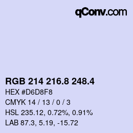 カラーコード: RGB 214 216.8 248.4 | qconv.com