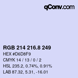 カラーコード: RGB 214 216.8 249 | qconv.com
