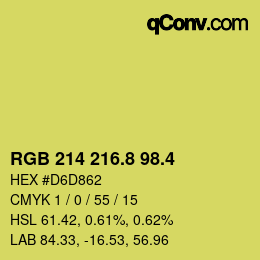 カラーコード: RGB 214 216.8 98.4 | qconv.com