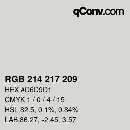 Color code: RGB 214 217 209 | qconv.com
