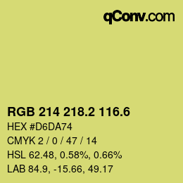 カラーコード: RGB 214 218.2 116.6 | qconv.com