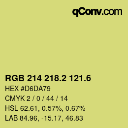 カラーコード: RGB 214 218.2 121.6 | qconv.com