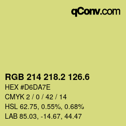 カラーコード: RGB 214 218.2 126.6 | qconv.com