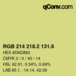 カラーコード: RGB 214 218.2 131.6 | qconv.com
