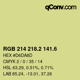 カラーコード: RGB 214 218.2 141.6 | qconv.com