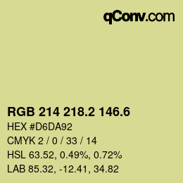 カラーコード: RGB 214 218.2 146.6 | qconv.com
